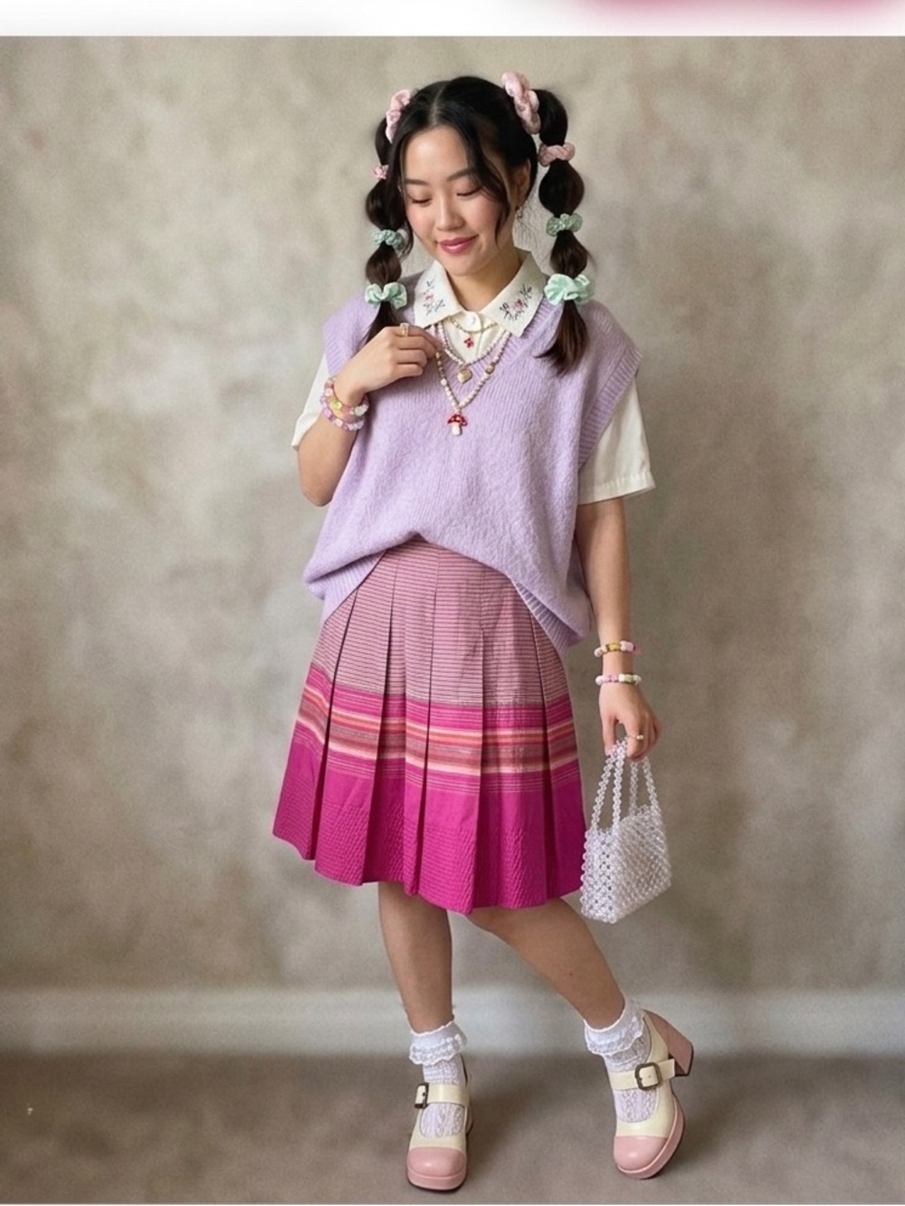 Liz Claiborne Pink and Purple A-Line Skirt